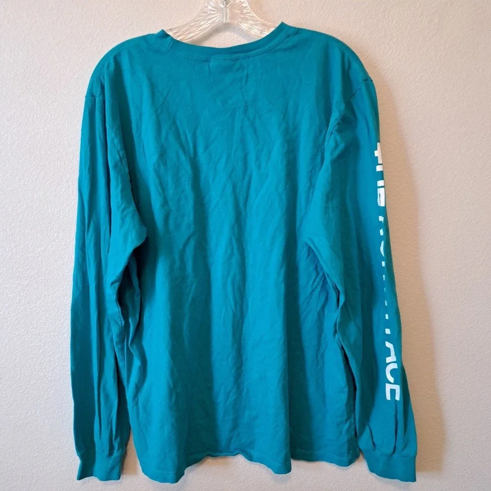 The North Face Mens Circular Design Long Sleeve Logo T-Shirt Teal Blue Large